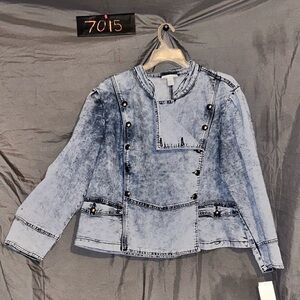 Light Wash Denim-Effect Button Detail Jacket